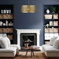 Hängelampe Metall Mesh Ø 45 cm rund 3x E27 in Gold