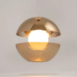 Hängelampe Metall Rauchglas LED Ø 30,2 cm rund in Gold