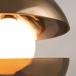 Hängelampe Metall Rauchglas LED Ø 30,2 cm rund in Gold