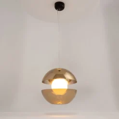 Hängelampe Metall Rauchglas LED Ø 30,2 cm rund in Gold