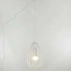 Hängelampe mit Stecker Weiß Käfig Schirm 5,5 m lang