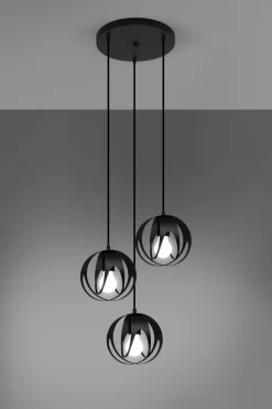 Hängelampe Modern Ø 30 cm Metall 3-flammig E27 Schwarz