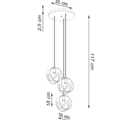 Hängelampe Modern Ø 30 cm Metall 3-flammig E27 Schwarz
