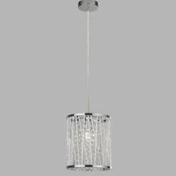 Hängelampe rund Ø 21 cm Kristall E27 Chrom Klar