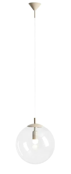 Hängelampe rund Metall Beige Glaskugel 30 cm dekorativ