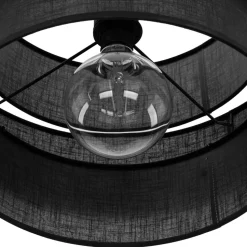 Hängelampe Schwarz Ø 50 cm H: max. 160 cm Stoff Metall E27