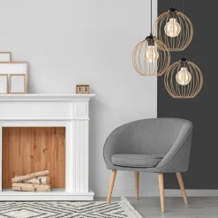 Hängelampe Schwarz Braungold Ø 50 cm Metall cm verstellbar