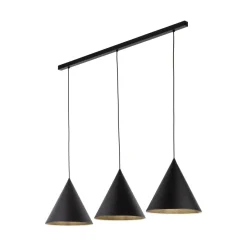 Hängelampe Schwarz 3-flammig Metall E27 höhenverstellbar