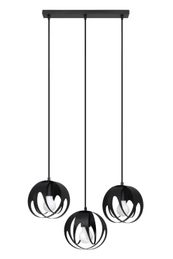 Hängelampe Schwarz Metall 3-flammig verstellbar E27