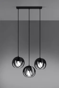 Hängelampe Schwarz Metall 3-flammig verstellbar E27