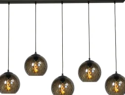 Hängelampe Schwarz Rauchglas 5-flammig E27 EASTON