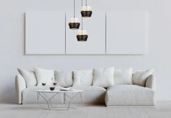 Hängelampe Schwarz Weiß Gold Metall B:45 cm E27 3-flmg