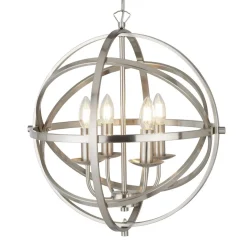 Hängelampe Silber matt Ø 45 cm rund für 4x E14 Metall