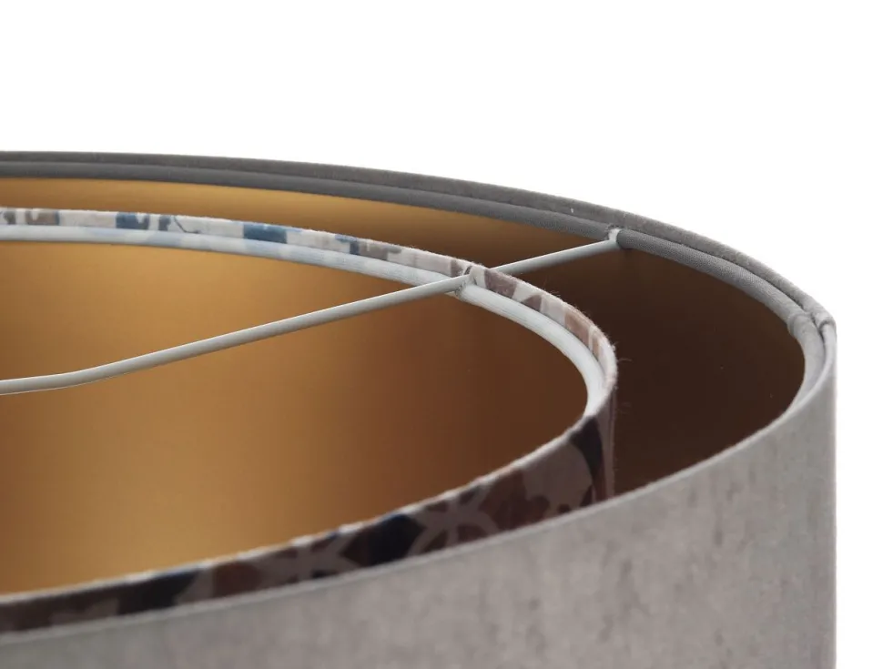 Hängelampe Stoff Ø 50 cm Velours Optik Grau Beige Gold E27