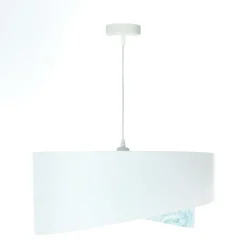 Hängelampe Stoff Ø 50 cm Weiß Hellblau marmoriert rund E27