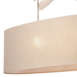 Hängelampe Stoff Metall B: 89 cm in Gold 2-flammig E27