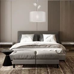 Hängelampe Stoff Metall in Silber E27 Ø 35 cm Landhaus