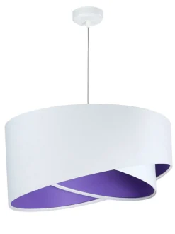 Hängelampe Stoff rund Ø50cm Weiß Lila Wohnzimmer