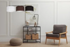 Hängelampe Stoff Weiß Braun Schwarz E27 100 cm lang