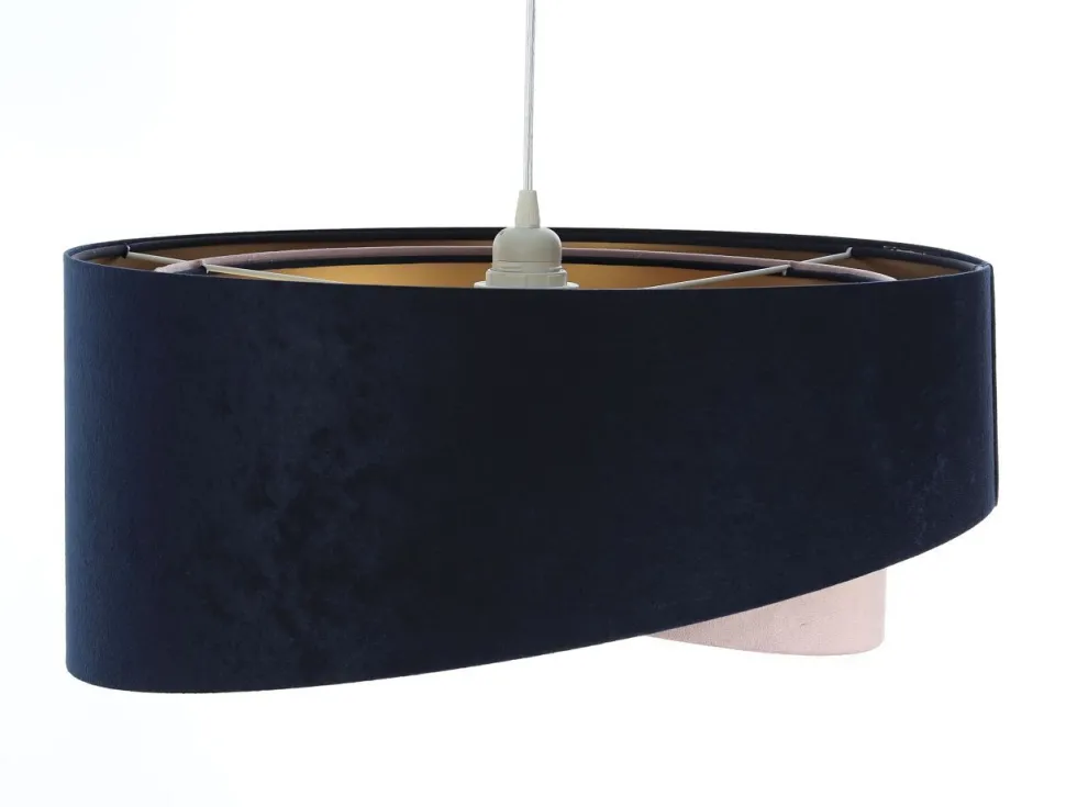 Hängelampe Stoffschirm Blau Rosa Gold E27 rund Ø 50 cm