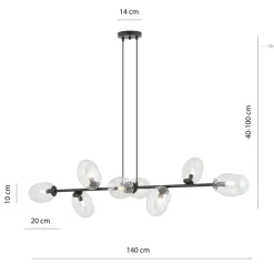 Hängelampe verstellbar Glas Metall 140 cm breit groß
