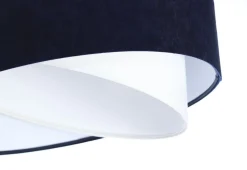 Hängelampe Weiß Blau E27 rund Ø 50 cm Stoff Velours Optik