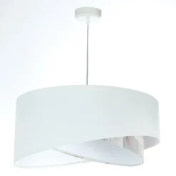 Hängelampe Weiß Creme rund Ø 50 cm E27 Velours Optik Stoff