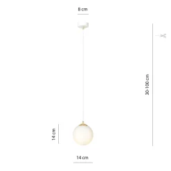 Hängelampe Weiß Gold E14 Glas Kugelschirm Ø 14 cm