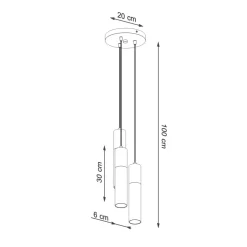 Hängelampe Weiß Natur 3-flammig GU10 Ø 20 cm Metall Holz