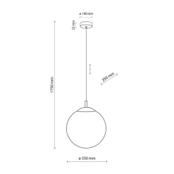 Hängelampe Weiß Schwarz Ø 35 cm E27 Kugel Glas Metall