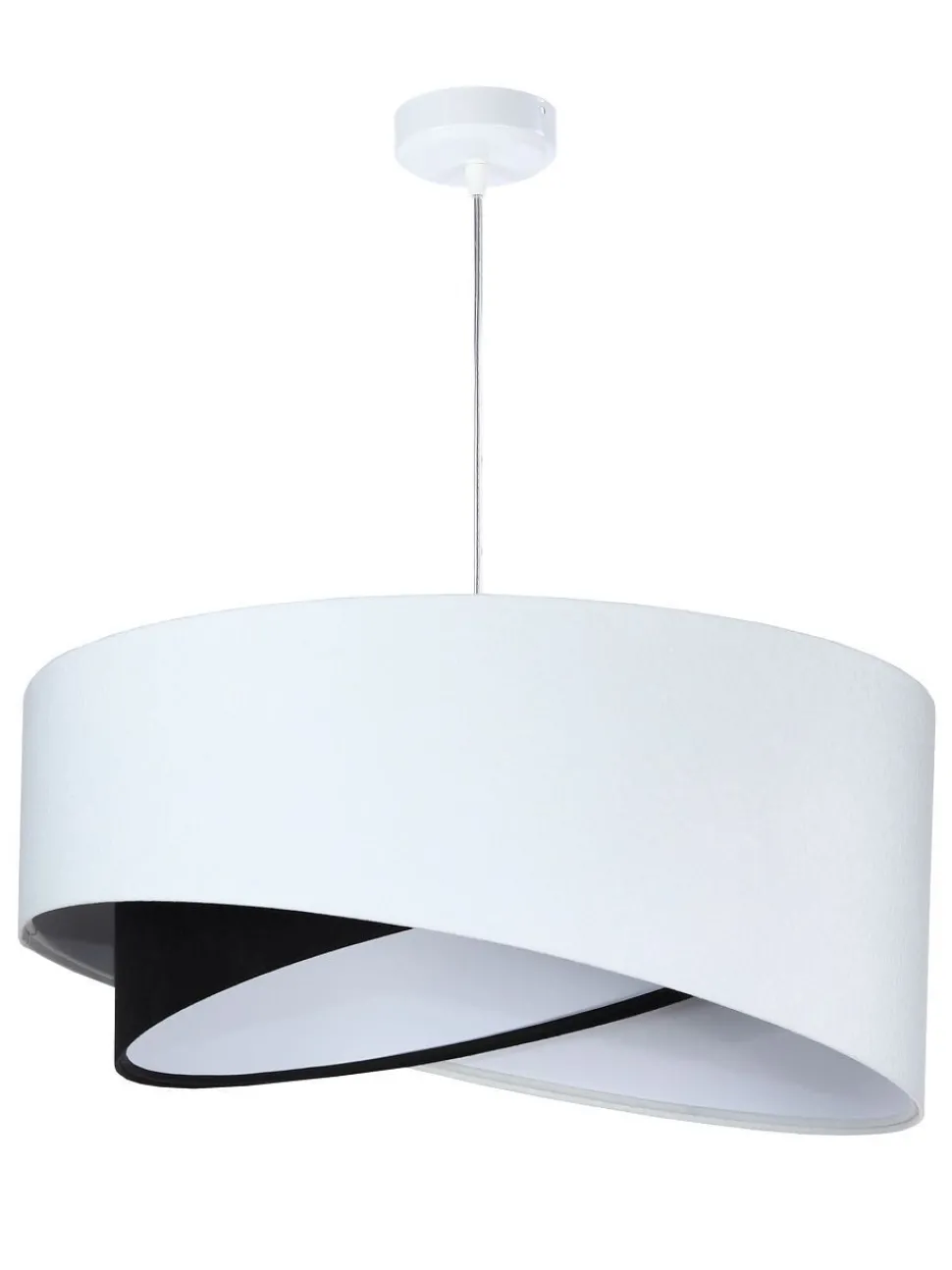 Hängelampe Weiß Schwarz E27 rund Ø 50 cm Stoff Veloursoptik