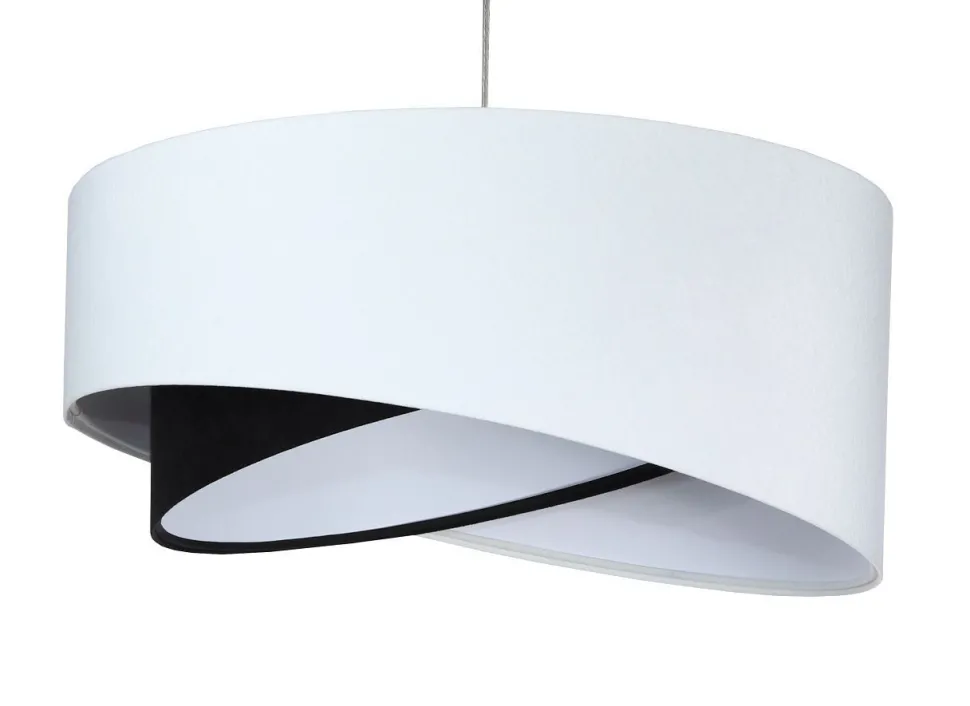 Hängelampe Weiß Schwarz E27 rund Ø 50 cm Stoff Veloursoptik