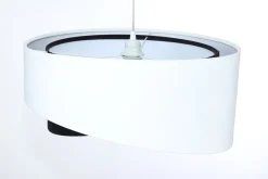 Hängelampe Weiß Schwarz E27 rund Ø 50 cm Stoff Veloursoptik