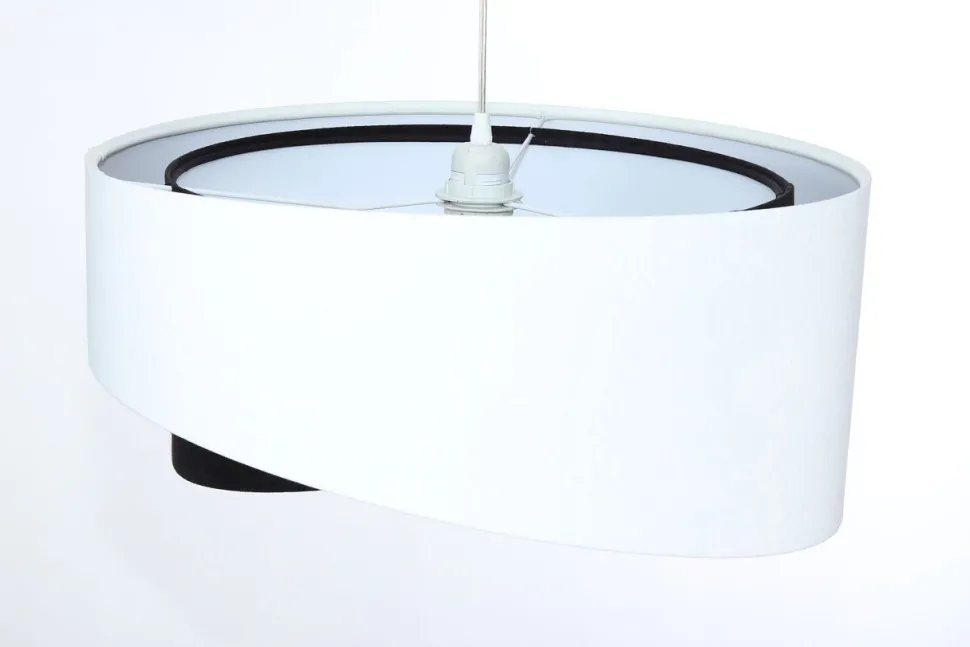 Hängelampe Weiß Schwarz E27 rund Ø 50 cm Stoff Veloursoptik
