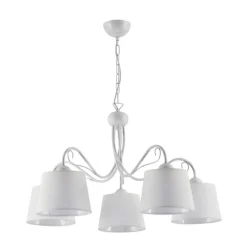 Hängelampe Weiß Stoff Ø80cm LOCOLA Esszimmer 5xE27