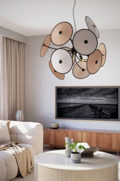 Hängeleuchte dekorativ Metall Stoff D: 83,5 cm 4x E14