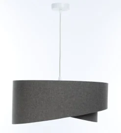 Hängeleuchte E27 rund Ø 40 cm Grau Stoff Modern INGRAM