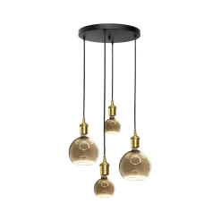 Hängeleuchte 4-flammig E27 D: 40 cm Messing Eisen