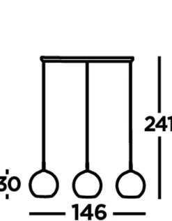 Hängeleuchte 3-flammig E27 Schwarz Rauchgrau B: 146 cm