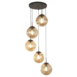 Hängeleuchte 5-flammig E27 Schwarz Champagner