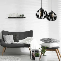 Hängeleuchte 2-flammig höhenverstellbar Metall Schwarz E27