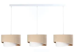 Hängeleuchte 3-flammig in Weiß Beige Gold E27 Stoff