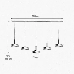 Hängeleuchte groß B: 150 cm Messing Eisen in Schwarz Gold E27