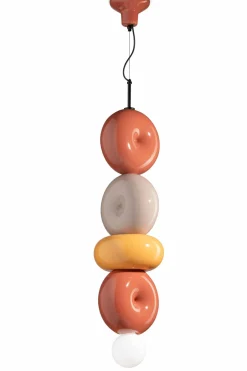 Hängeleuchte Keramik E27 Orange Gelb Sandgrau