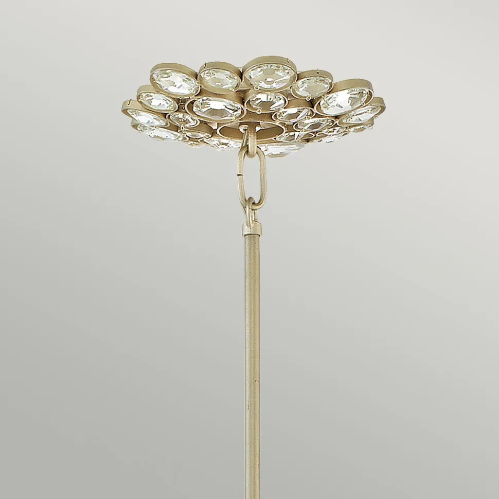 Hängeleuchte Kristall Metall in Blattsilber E27