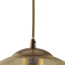 Hängeleuchte Kugel Glas Ø 30 cm E27 in Messing Antik Bernstein