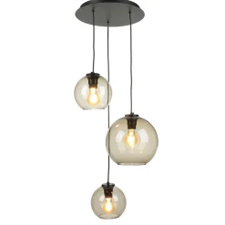 Hängeleuchte Kugel Schirm Glas T: max. 100cm 3x E27