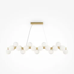 Hängeleuchte Metall Glas H: max. 133,9 cm in Gold Weiß