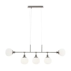 Hängeleuchte Metall Glas H: max. 149,3 cm Nickel Weiß