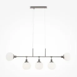 Hängeleuchte Metall Glas H: max. 149,3 cm Nickel Weiß